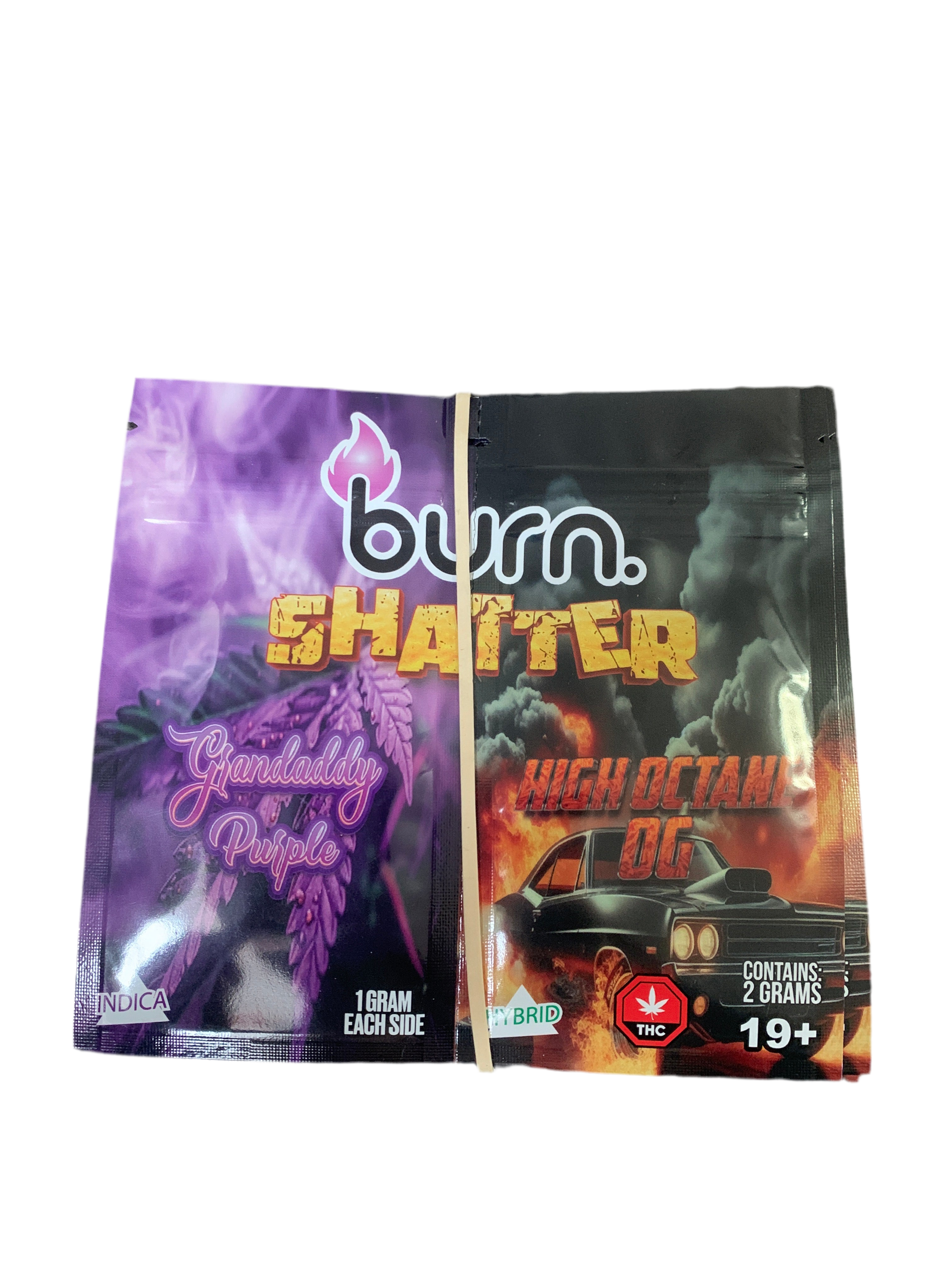 Burn Shatter 2 Grams, 2 Flavours - Grandadaddy Purple + High Octane OG (1G + 1G)