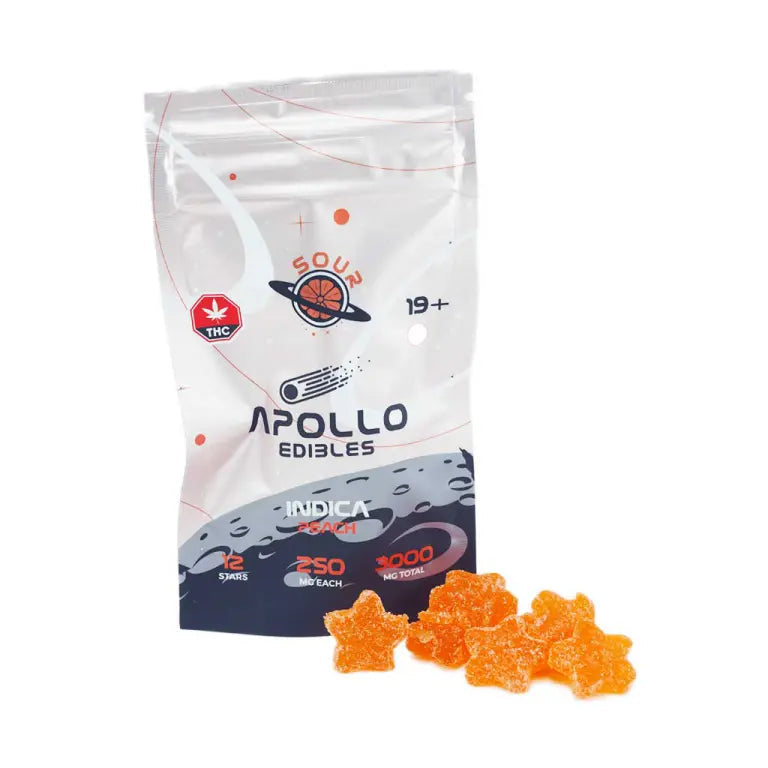 Apollo Edibles - Peach Shooting Stars- 3000mg THC Indica