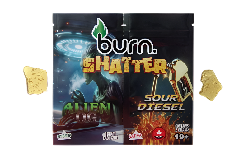 Burn Shatter 2 Grams, 2 Flavours – Alien OG + Sour Diesel (1G + 1G)