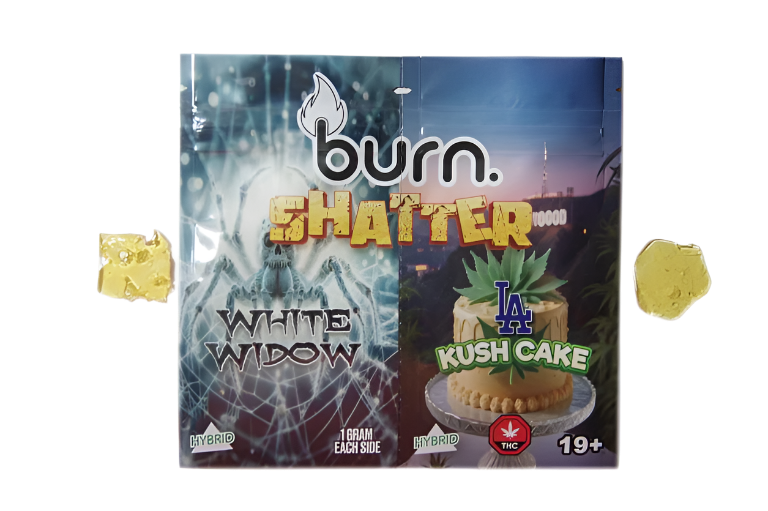 Burn Shatter 2 Grams, 2 Flavours – White Widow + LA Kush Cake (1G + 1G)